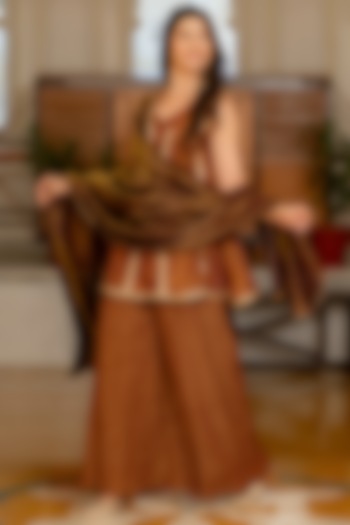 Brown Tissue Sharara Set by House Of Jamoti at Pernia's Pop Up Shop