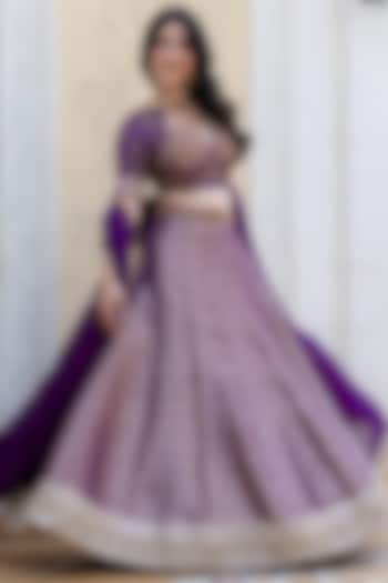 Purple Brocade Lehenga Set by House Of Jamoti at Pernia's Pop Up Shop
