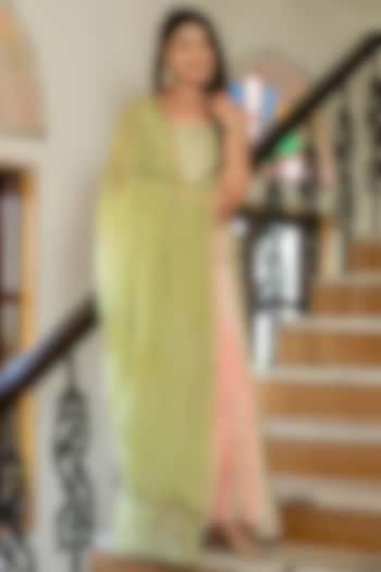 Pastel Green Tissue Sharara Set by House Of Jamoti at Pernia's Pop Up Shop