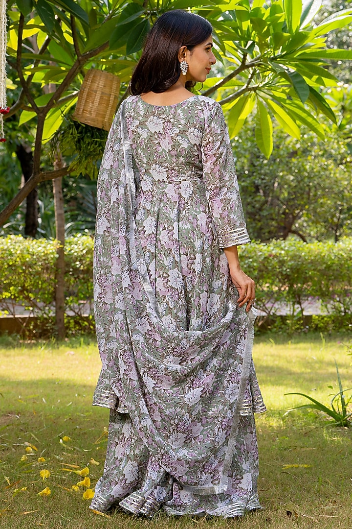 Ocean Green Georgette Gota Patti Work Kurta Set by House Of Jamoti at Pernia's Pop Up Shop