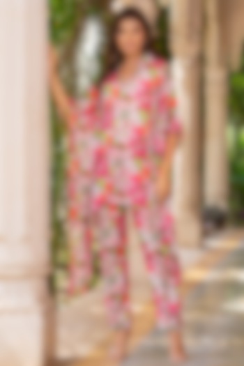 Pink Chinon Floral Co-Ord Set by House Of Jamoti at Pernia's Pop Up Shop