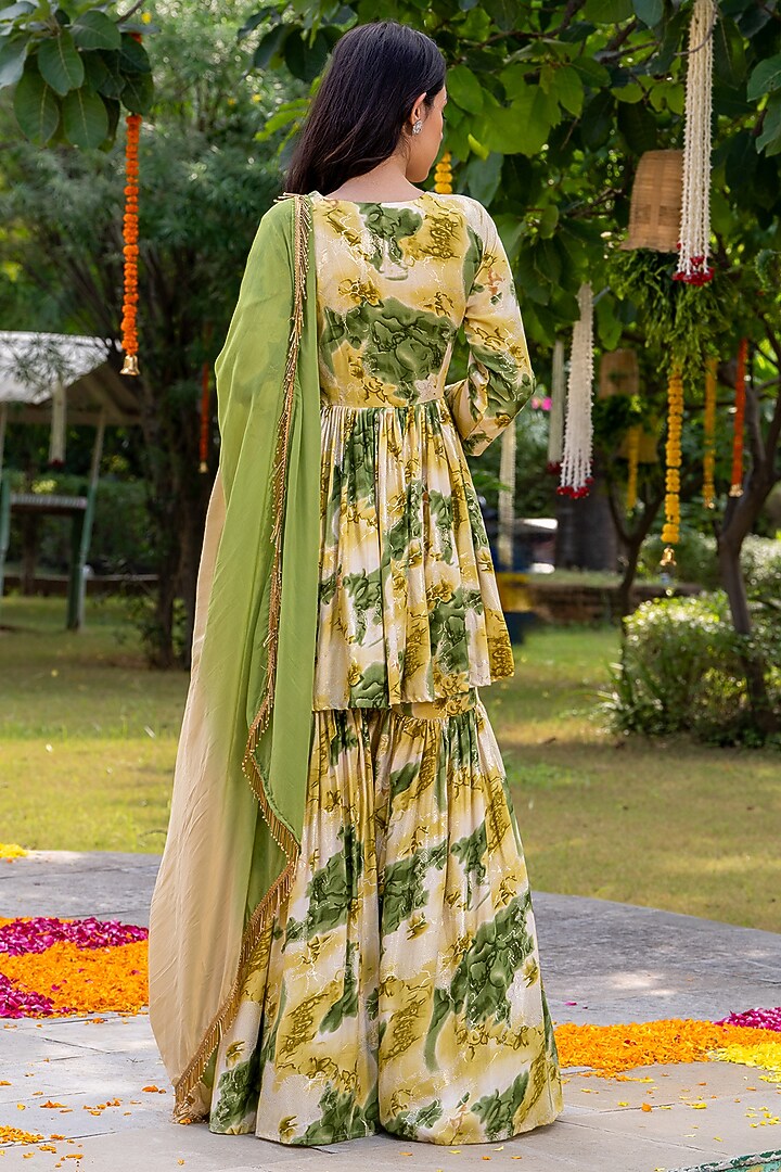 Green Rayon Sharara Set by House Of Jamoti at Pernia's Pop Up Shop
