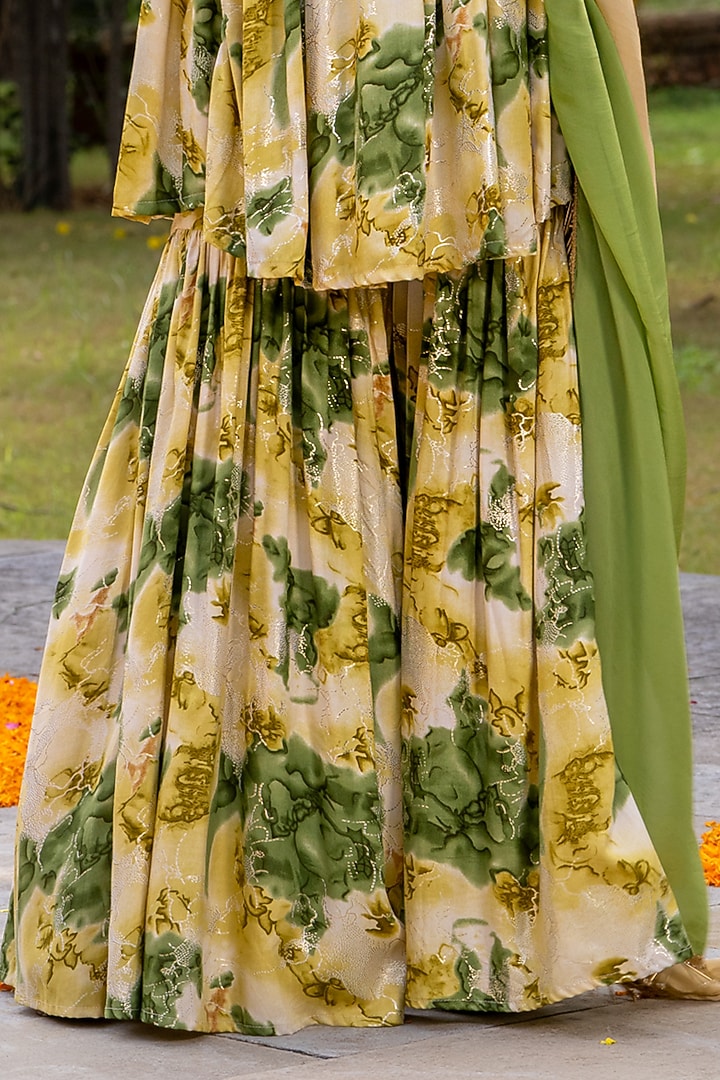 Green Rayon Sharara Set by House Of Jamoti at Pernia's Pop Up Shop