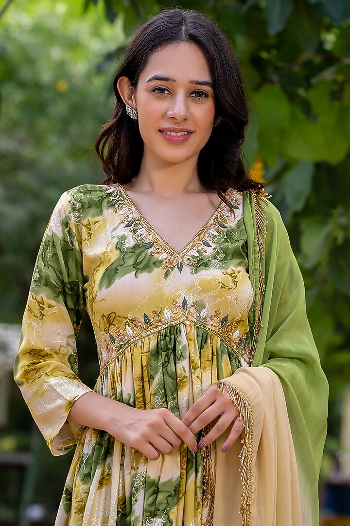 Green Rayon Sharara Set by House Of Jamoti at Pernia's Pop Up Shop