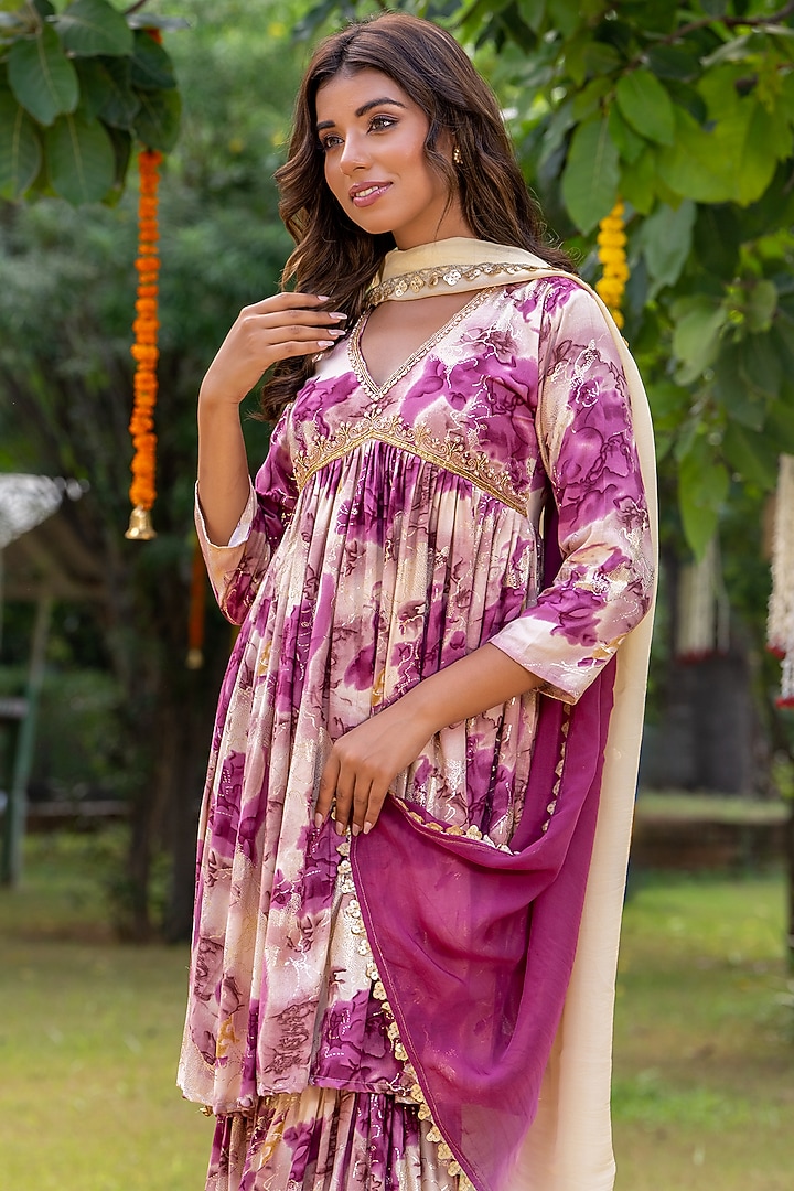 Wine Rayon Sharara Set by House Of Jamoti at Pernia's Pop Up Shop