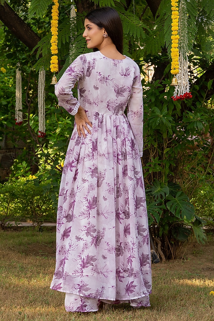 Dusty Pink Georgette Floral Printed Angrakha Kurta Set by House Of Jamoti at Pernia's Pop Up Shop