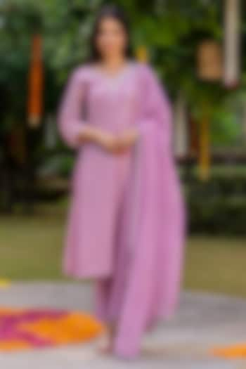 Dusty Pink Lurex Kurta Set by House Of Jamoti at Pernia's Pop Up Shop