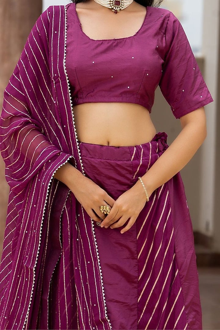 Wine Silk Blend Lehenga Set by House Of Jamoti at Pernia's Pop Up Shop