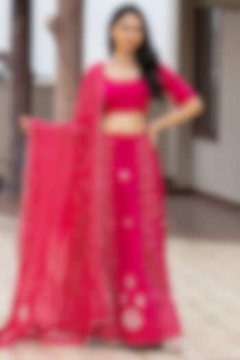 Pink Silk Blend Gota Patti Lehenga Set by House Of Jamoti at Pernia's Pop Up Shop