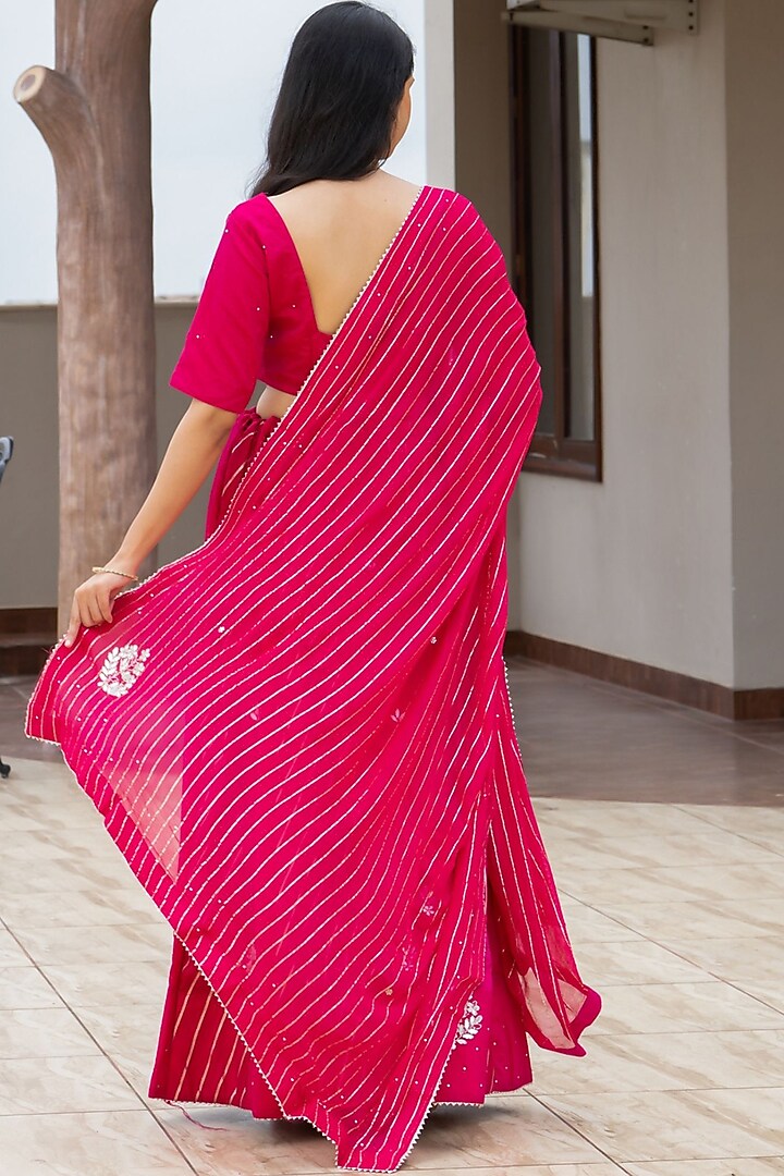 Pink Silk Blend Gota Patti Lehenga Set by House Of Jamoti at Pernia's Pop Up Shop