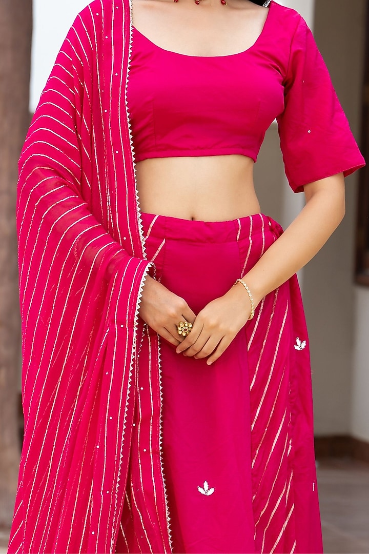 Pink Silk Blend Gota Patti Lehenga Set by House Of Jamoti at Pernia's Pop Up Shop