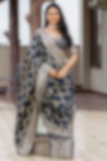 Blue Silk Blend Lehenga Set by House Of Jamoti at Pernia's Pop Up Shop