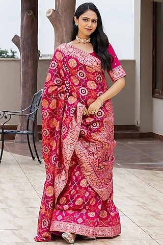 Rani Pink Silk Blend Lehenga Set by House Of Jamoti