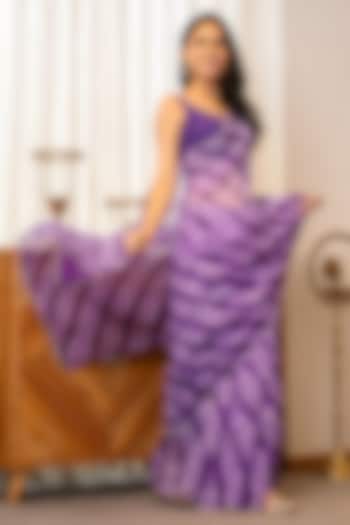 Purple Organza Leheriya Festive Saree Set by House Of Jamoti at Pernia's Pop Up Shop