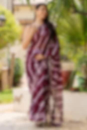 Wine Silk Blend Mirror Work Festive Saree Set by House Of Jamoti at Pernia's Pop Up Shop