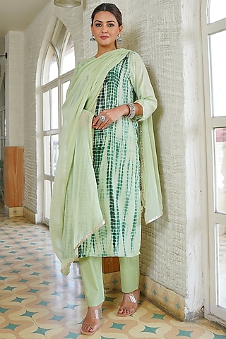 Green Printed Kurta Set by House Of Jamoti
