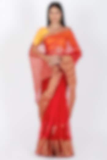 Red Organza Saree Set by House Of Jamoti at Pernia's Pop Up Shop