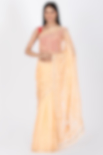 Peach Poly Chiffon Saree Set by House Of Jamoti at Pernia's Pop Up Shop