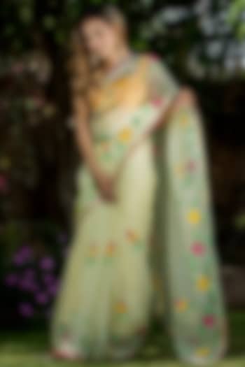 Lemon Yellow Hand Painted Saree by House Of Jamoti at Pernia's Pop Up Shop