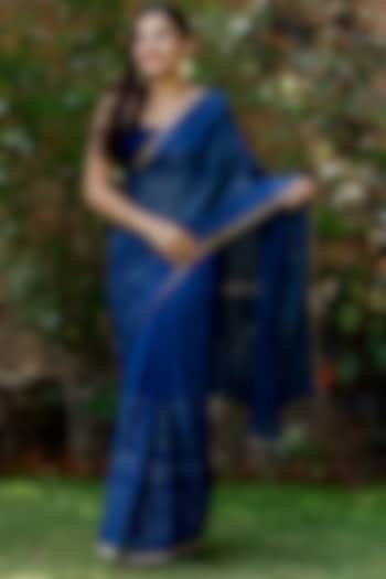 Blue Shimmer & Chiffon Saree Set by House Of Jamoti at Pernia's Pop Up Shop
