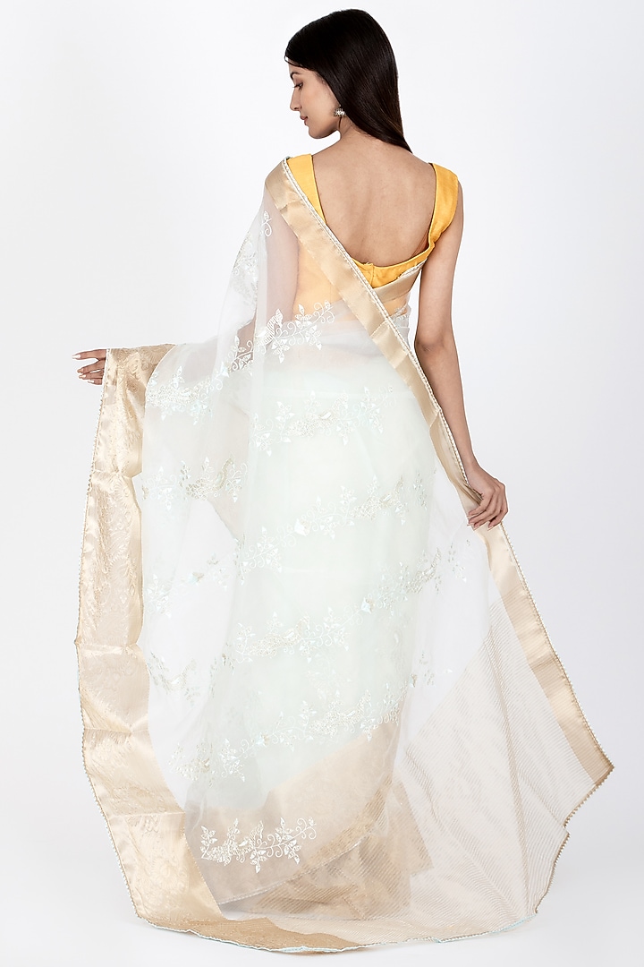 Powder Blue Organza Saree by House Of Jamoti at Pernia's Pop Up Shop