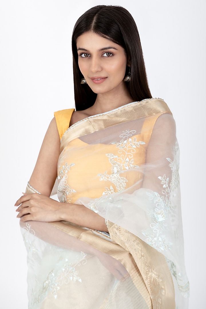 Powder Blue Organza Saree by House Of Jamoti at Pernia's Pop Up Shop