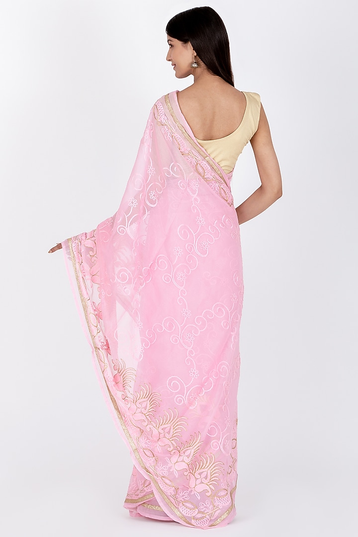 Pink Poly Chiffon Saree by House Of Jamoti at Pernia's Pop Up Shop