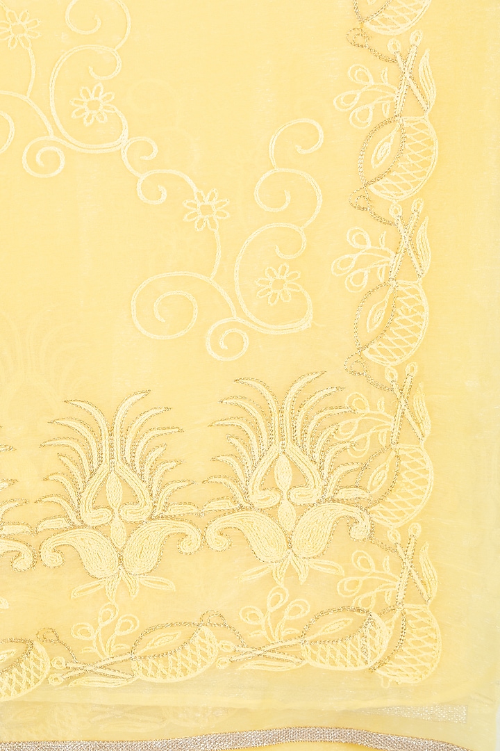 Yellow Poly Chiffon Saree by House Of Jamoti at Pernia's Pop Up Shop