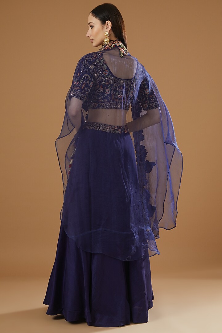 Indigo Blue Pure Silk Embroidered Wedding Lehenga Set by House Of Jamoti at Pernia's Pop Up Shop