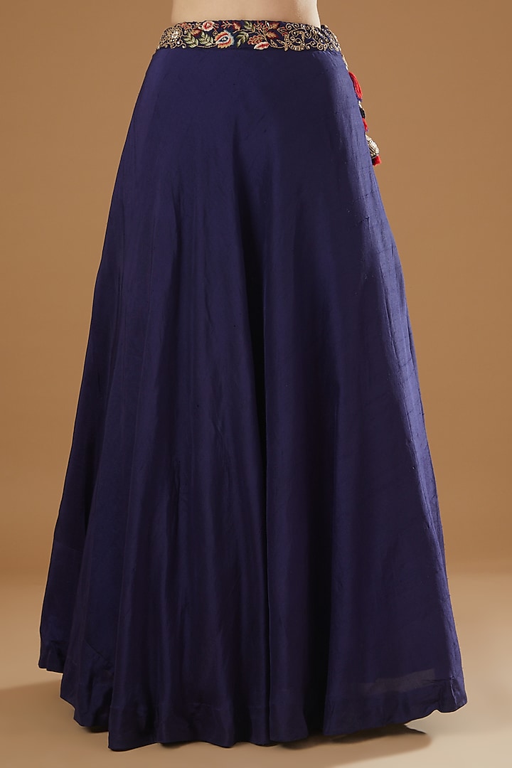 Indigo Blue Pure Silk Embroidered Wedding Lehenga Set by House Of Jamoti at Pernia's Pop Up Shop