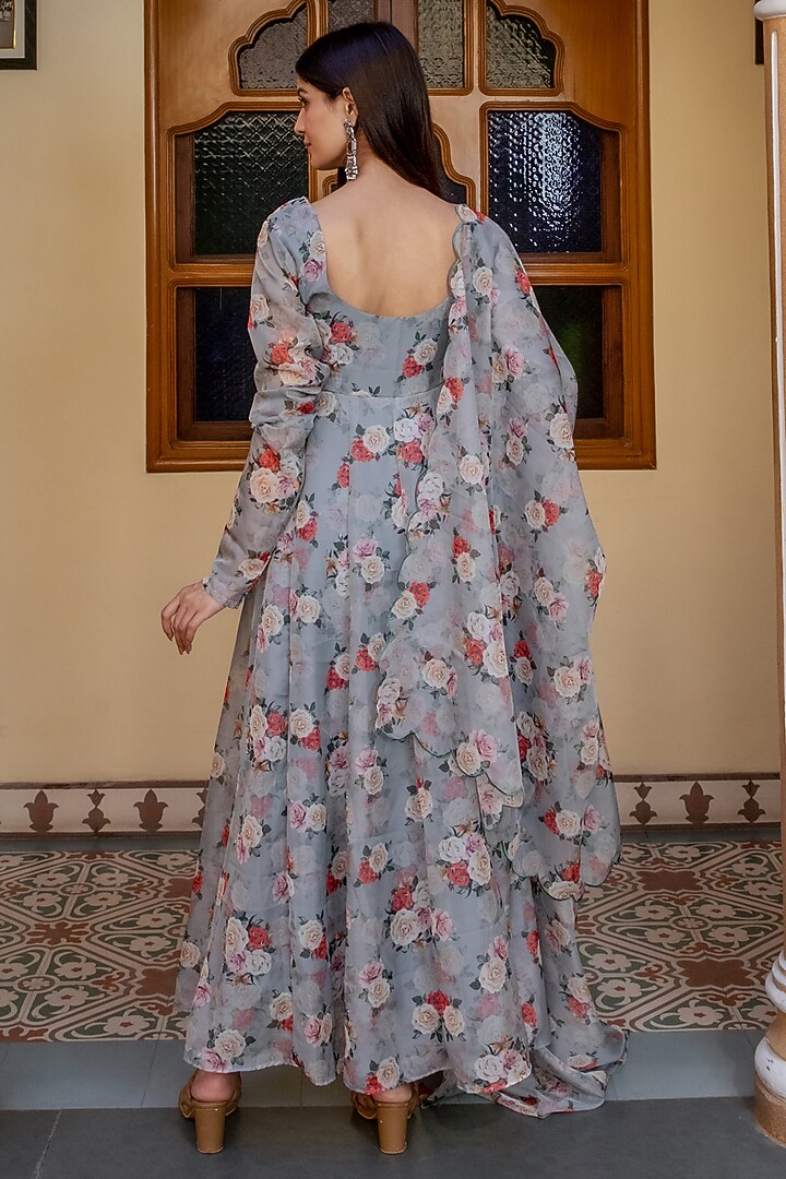 Coin Grey Printed Anarkali Set by House Of Jamoti at Pernia's Pop Up Shop