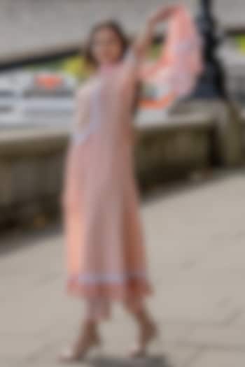 Peach Embellished Kurta Set by House Of Jamoti