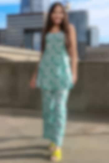 Pastel Green Printed Mini Summer Dress by House Of Jamoti at Pernia's Pop Up Shop