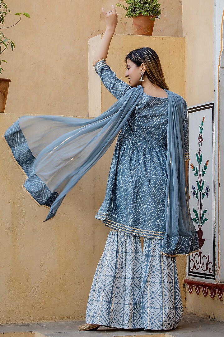 Grey Cotton Sharara Set by House Of Jamoti at Pernia's Pop Up Shop