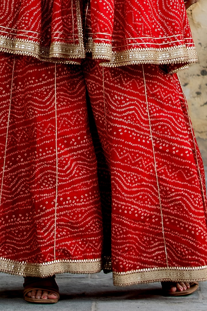 Red Cotton Sharara Set by House Of Jamoti at Pernia's Pop Up Shop