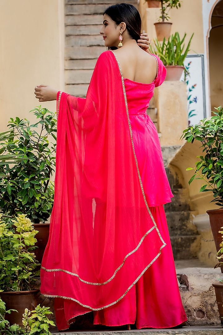 Pink Silk Sharara Set by House Of Jamoti at Pernia's Pop Up Shop