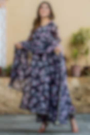 Black Organza Silk Anarkali Set by House Of Jamoti at Pernia's Pop Up Shop