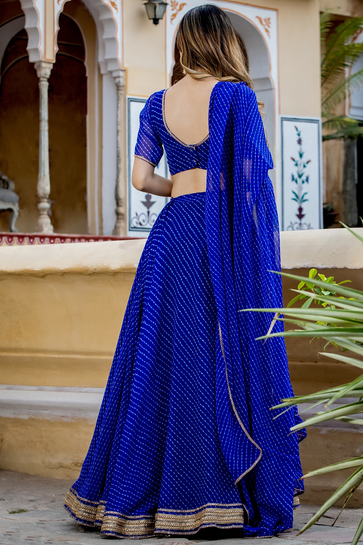 Embroidered Georgette Lehenga in Navy Blue : LSW80