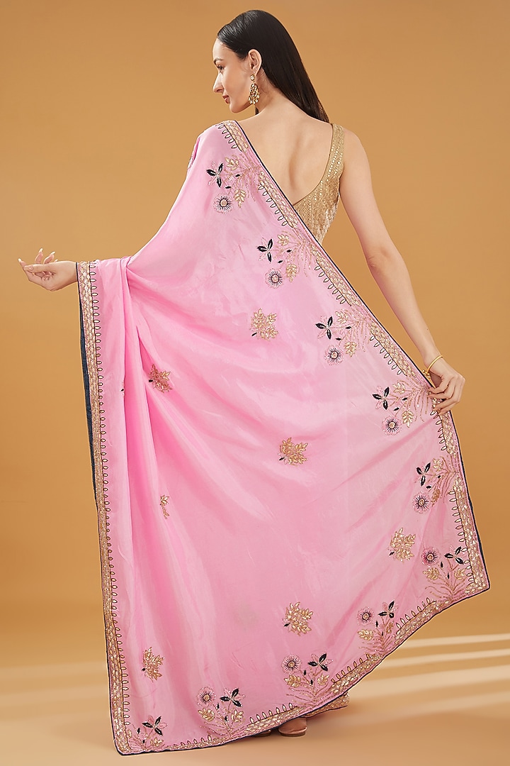 Pink Upada Silk Party Wear Saree by House Of Jamoti at Pernia's Pop Up Shop