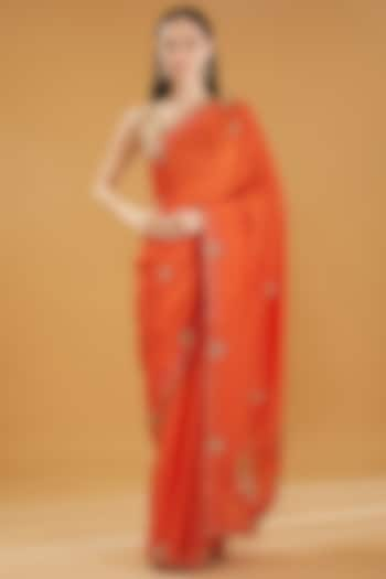 Orange Upada Silk Gota Work Saree by House Of Jamoti at Pernia's Pop Up Shop