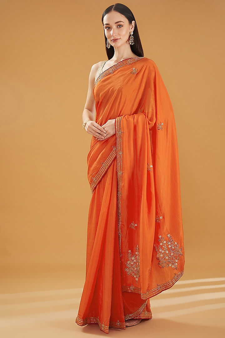 Orange Upada Silk Gota Work Saree by House Of Jamoti at Pernia's Pop Up Shop