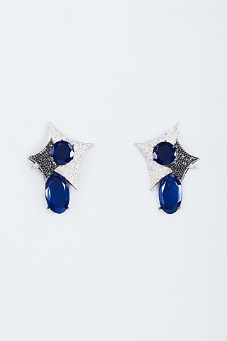 White Finish Zircon Handcrafted Earrings by Mozaati