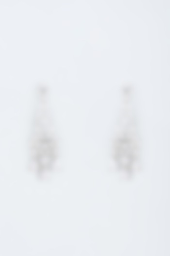 White Finish Zircon Handcrafted Earrings by Mozaati