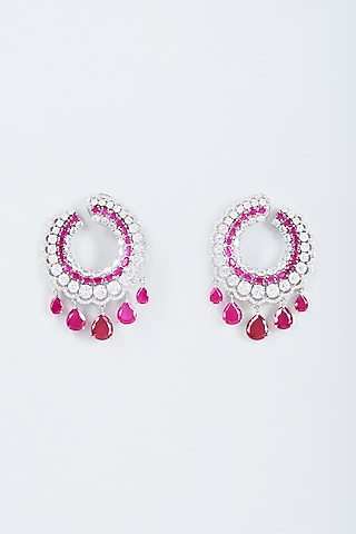 Rose Gold Finish Zircon Handcrafted Chandbali Earrings by Mozaati