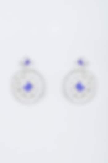 White Finish Zircon Handcrafted Chandbali Earrings by Mozaati