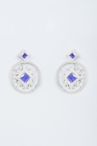 White Finish Zircon Handcrafted Chandbali Earrings by Mozaati