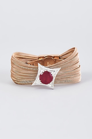 Gold Finish Zircon Handcrafted Bracelet by Mozaati