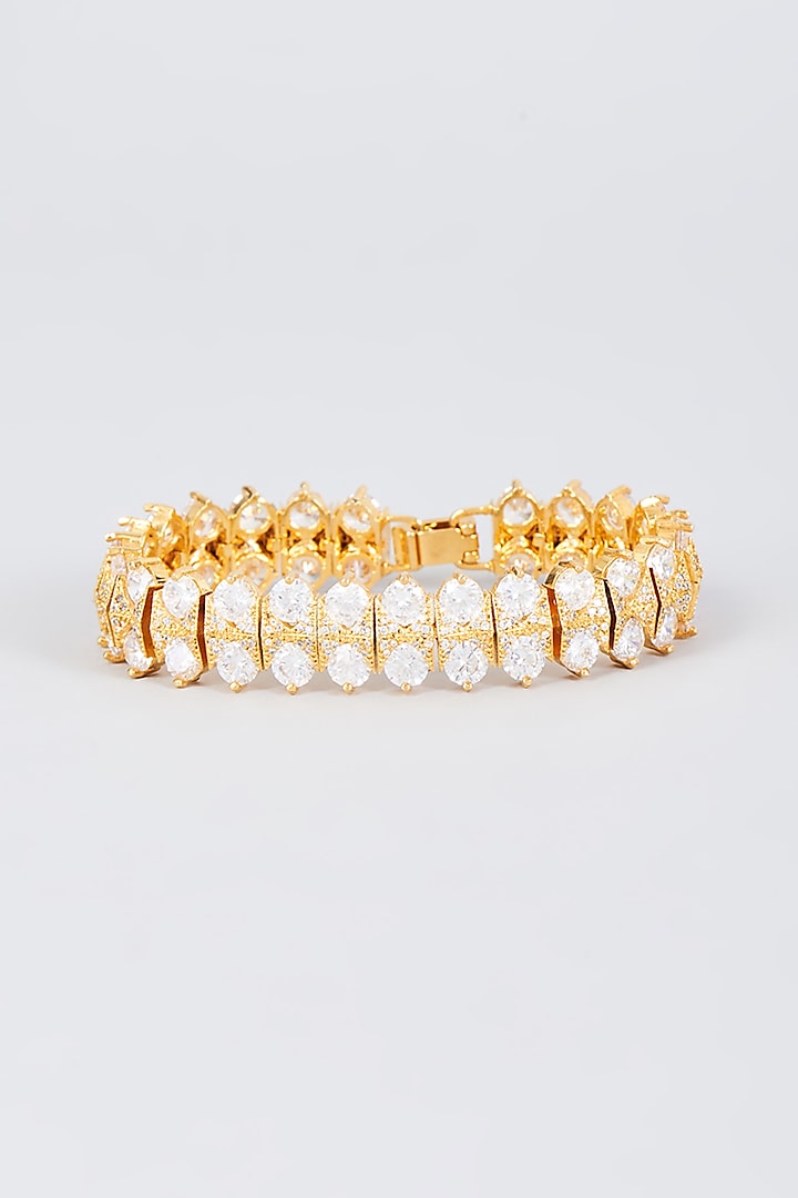 Gold Finish Zircon Handcrafted Bracelet by Mozaati