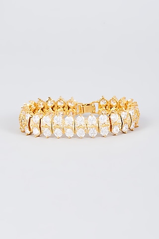 Gold Finish Zircon Handcrafted Bracelet by Mozaati