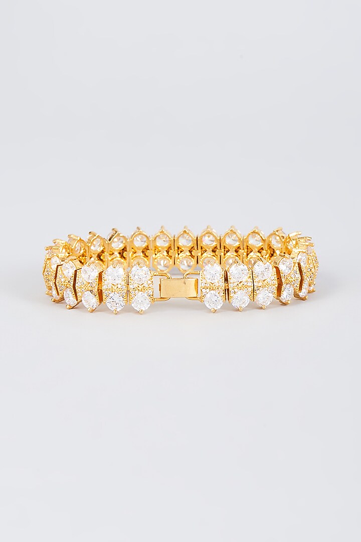 Gold Finish Zircon Handcrafted Bracelet by Mozaati at Pernia's Pop Up Shop